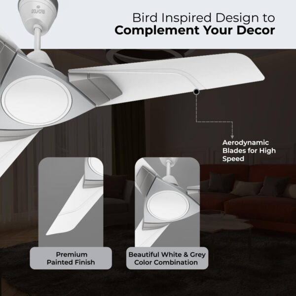 Polycab Aereo Plus Star Rated, 1200mm Ceiling Fan For Home | 100% Copper, High Speed & Air Delivery | Saves Up To 33% Electricity, Rust-Proof Blades, 52 Watt | 3 Years Warranty【Cool Grey Silver】 - Image 4