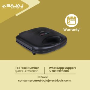 Bajaj New SWX 400 Sandwich Grill Toaster (2 Slice), Black - Image 7