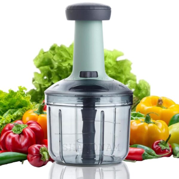 SHAYONAM Manual Hand Press Push Chopper with 5 Blades for Effortless Chopping Vegetables & Fruits Chopper Mixer Cutter to Cut Onion, Salad, Tomato, Potato(Indian,Multicolor) (Push Chopper, 1000 ML) - Image 2