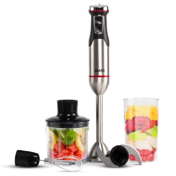 AGARO Royal Hand Blender & Chopper, 1500W Copper Motor, 2 Modes & 20 adjustable Speed, Chopping, Mixing, Puree, Stainless Steel Blades(Black). - Image 2