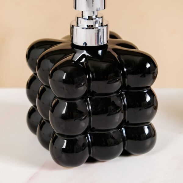 Nestasia Bubble Shaped Ceramic Soap Dispenser Pump for Bathroom | Liquid Handwash Bottle for Kitchen | Bath Dispenser for Wash Basin | Bathroom Accessories | 520ml (Black) - Image 5