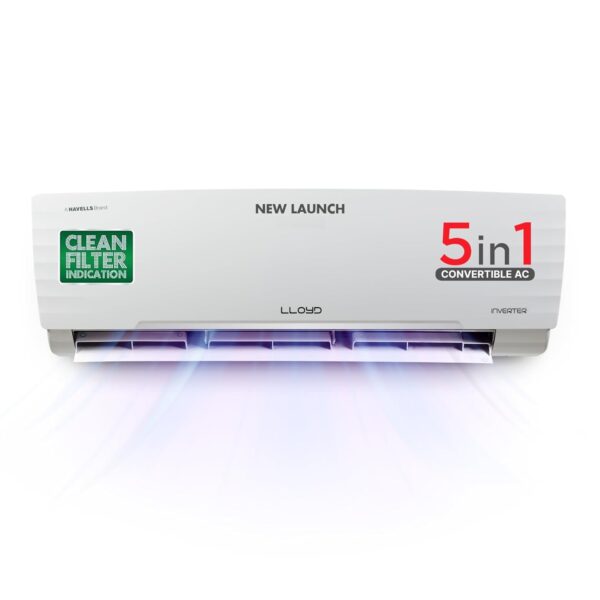 Lloyd 1.5 Ton 5 Star Inverter Split AC (5 in 1 Convertible, Anti Corrosion Coating, Copper, PM 2.5 Filter, 2024 Model, White with Chrome Deco Strip, GLS18I5FWBEW) - Image 2