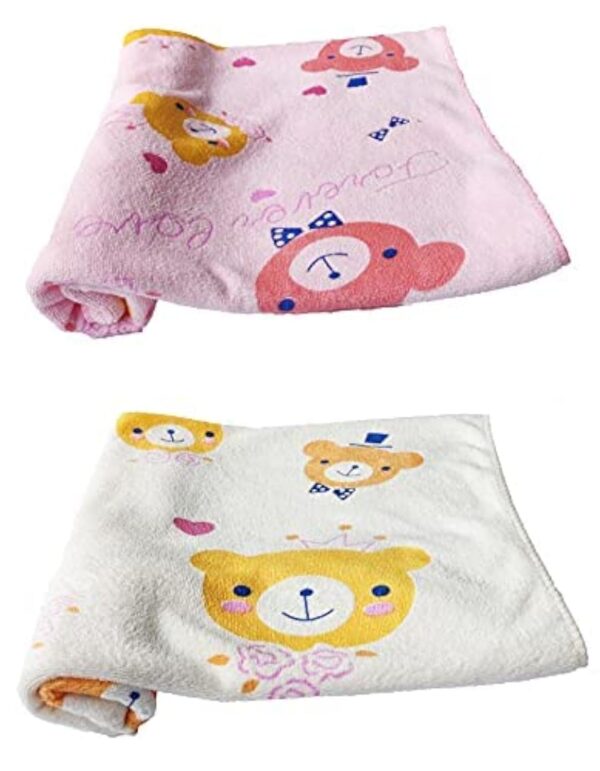 Teddyify Soft Cotton Baby Bath Towel for Infants, New Born Babies and Toddlers (0-12 Months) (Colours and Print as per Availability) (Pack of 2 Towel) - Image 2