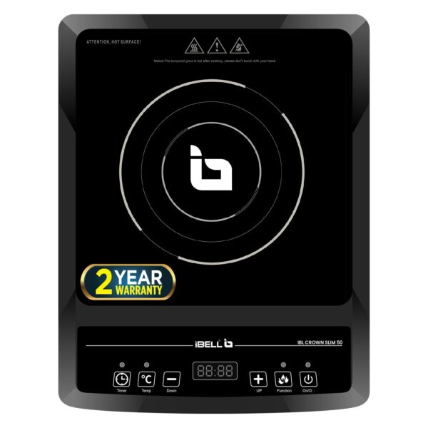 iBELL CROWN SLIM50 Induction Cooktop, 2000W, Auto Shut-Off, Overheat Protection (Black) - Image 2