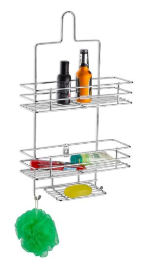 keshal 3 Tier Bathroom Shelf Hanging Shower Head Caddy Holder Organizer Metal Chrome Plated Storage for Shampoo Conditioner Soap Towel(1 pcs) - Image 2