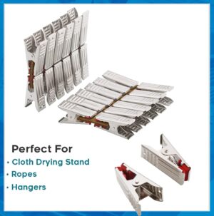 SYNERGY - Heavy Duty Rust Free Stainless Steel Cloth Clips/Cloth Peg/Cloth Drying Pins/Pegs for Hanger/Rods/Ropes/Drying Clothes (18 Clips with Box) (SY-CC1) - Image 6