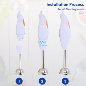 FWQPRA Electric Hand Blender With Blender Jar | 300Watt with Stainless Steel Blades | Powerful Portable Easy Control Grip Stick Mixer | Perfect for Smoothies, Puree Baby Food & Soup | White - Image 4