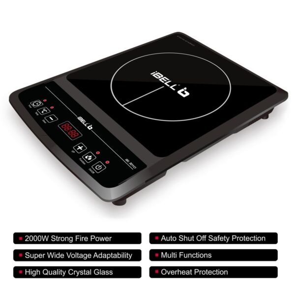 iBELL IBL30YO Induction Cooktop with Crystal Glass Top, 2000W, Auto Shut Off and Overheat Protection, BIS Certified (Black) - Image 4