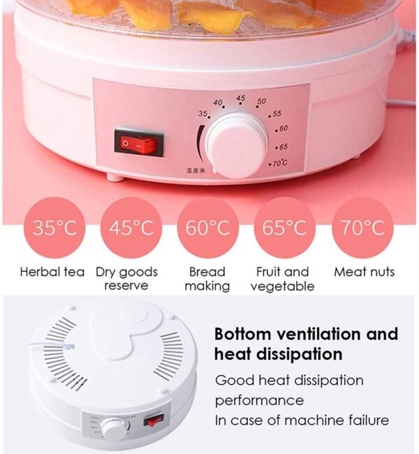 Electric Food Dehydrator Machine Professional Multi-Tier Kitchen Food Appliances Meat or Beef Jerky Maker Fruits and Vegetable Dryer with 5 Stackable Trays High-Heat Circulations - Image 7