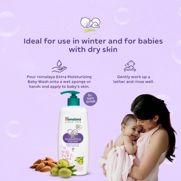 Himalaya Extra Moisturizing Baby Wash 400ml | No tears formula |with Olive Oil, Aloe Vera & Milk | Cleanses and moisturizes baby’s skin - Image 9