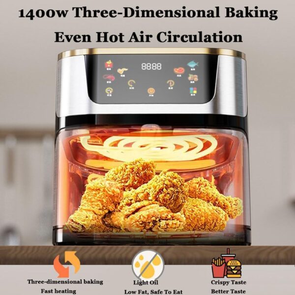 R RUNILEX Stainless Steel Air Fryer 1400w Smart Oven With Digital Touch Screen Oil-Free 10L Air Fryer Temperature And Timing Adjustable For Quick And Easy Meals With Also Easy to Clean - Image 6