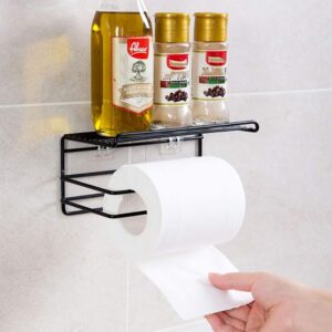 Zollyss 1 Pc Adhesive Toilet Paper Holder with Shelf Tissue Paper Roll Towel Holder Storage Rack - (Standard Size, Black) - Image 3
