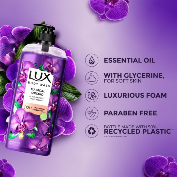 Lux Body Wash Fragrant Skin Black Orchid Scent & Juniper Oil Supersaver Xl Pump Bottle With Long Lasting Fragrance, Glycerine, Paraben Free, Extra Foam, 750 Ml - Image 5