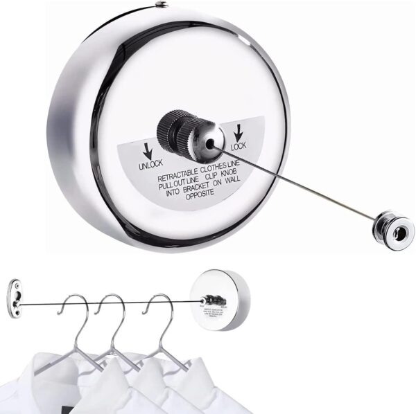 Gadget Deals-Stainless Steel- Retractable Clothes line | Rope for Cloth Drying | Cloth Drying Rope | Cloth Rope | Retractable Clothesline | Rope for Outdoor,Balcony,Bathroom - Image 2