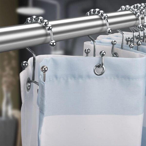 12Pcs Shower Curtain Rings Metal Shower Curtain Hooks, Shower Curtain Rings Rust Proof Stainless Steel Shower Rings for Curtain,Shower Hooks for Shower Curtain Bathroom Curtain Hooks Hangers. (12) - Image 3