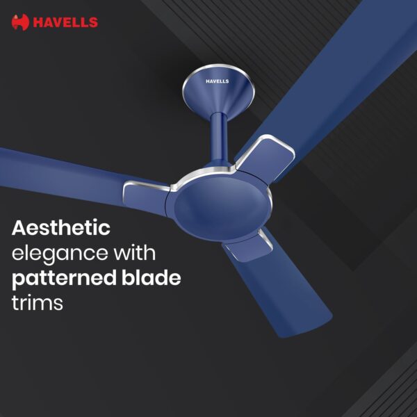 Havells 1200mm Enticer BLDC Prime Ceiling Fan | 5 Star with Remote, 100% Copper, Breeze, Sleep Mode, Timer| Upto 55% Energy Saving, High Air Delivery, 2 Year Warranty | (Pack of 1, Indigo Blue Chrome) - Image 4