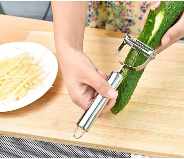 Mclear Stainless Steel 2 in 1 Vegetable Fruit Peeler & Steel Greater for Various Fruits and Vegetables, Multi-Functional Kitchen Tool, Razor Shape Sharp Cutter,Grater, Slicer (Pack of 1) - Image 3