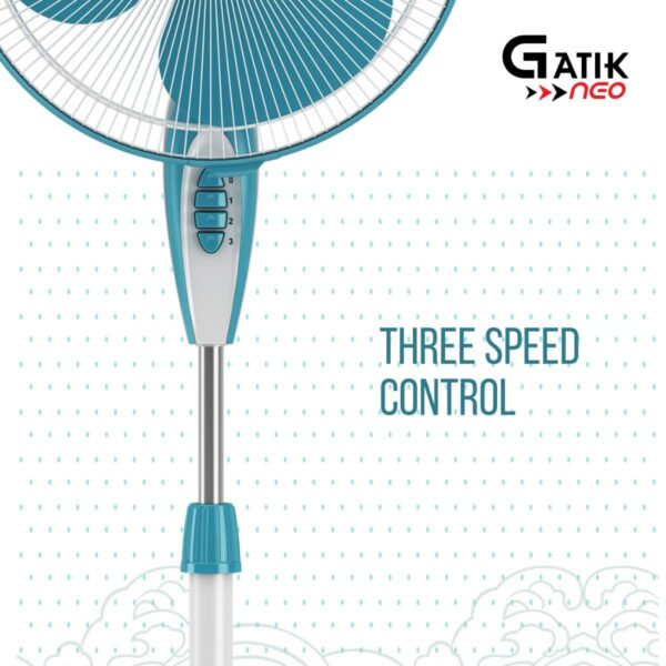 Havells Gatik Neo 400mm Pedestal Fan (Aqua Blue) - Image 3