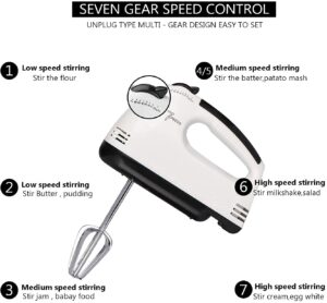 ANTIMOS Electric 300W Hand Mixer,Hand Blender, Egg Beater, Cake Maker, Beater Cream Mix, Food Blender, Hand Mixer, Beater for Kitchen with Stainless Steel Attachments Includes; Beaters, Dough Hooks - Image 6