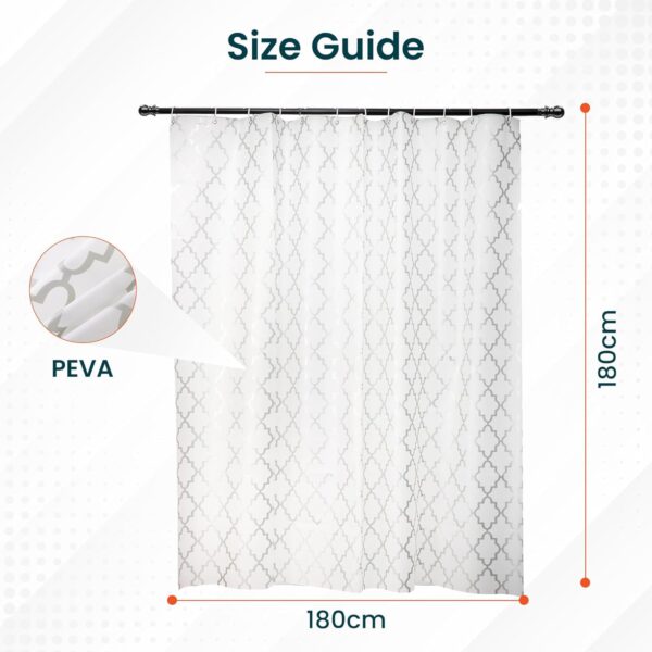 Kuber Industries 6x6 Ft Waterproof Shower Curtains for Bathroom | Washroom Partition Screen & Wall Divider Parda for Bath | Checkered - Silver - Image 3