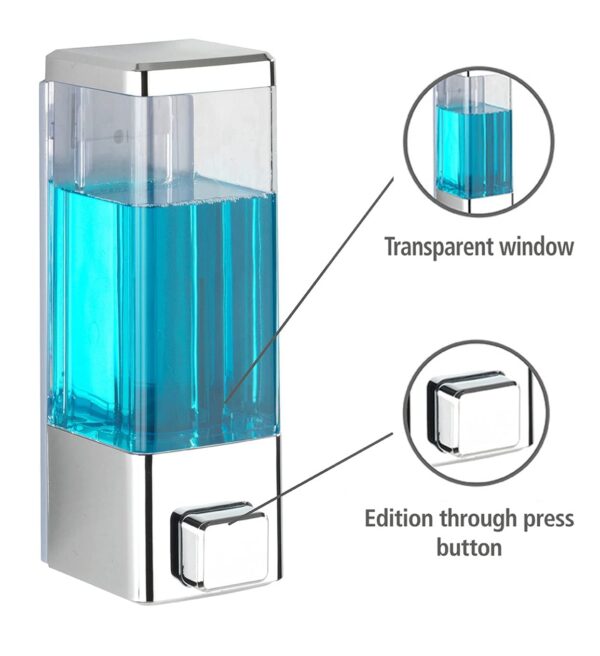 Twizzle ABS Plastic Wall Mounted Soap Shampoo Conditioner Hand Wash Gel Dispenser Liquid Soap Sanitizer Dispenser for Bathroom Basin Kitchen Sink 350 Ml Pack of 2 Chrome Plated - Image 3