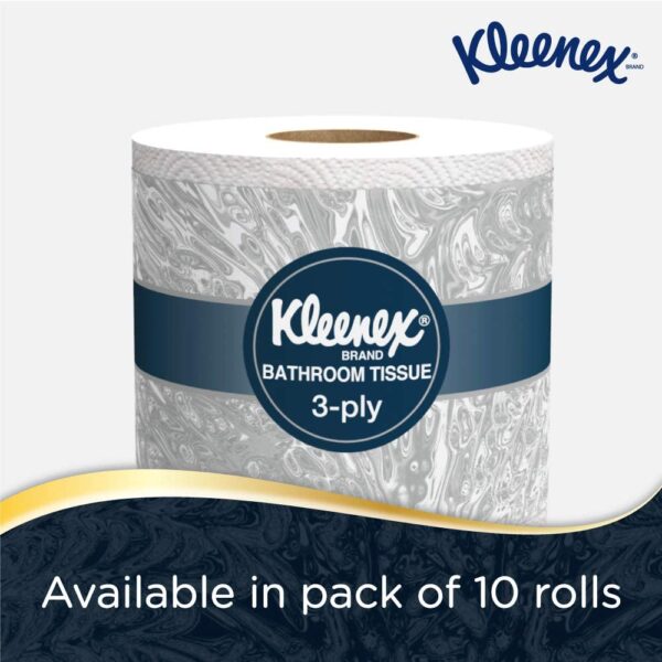 Kleenex® 3 ply Toilet Paper Tissue Roll, 10 Rolls, 240 Pulls/Roll (Total 2,400 Sheets) (82026) - Image 3