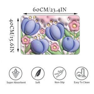ARURA (LABEL) Non Slip Bath Mat 3D Flower Bathroom Rugs Quick-Drying Bathroom Mats Soft Absorbent Floor Mat Rubber Bathmat – 40 * 60 cm (Style-2) - Image 3