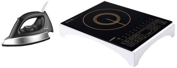 Philips Viva Collection HD4938/01 2100-Watt Induction Cooktop with Sensor Touch (Black) & Philips GC181 Heavy Weight 1000-Watt Dry Iron (Black) - Image 2