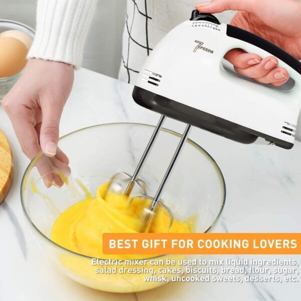 260 Watt Electric Hand Mixer Hand Blender Egg Beater Cake Maker Beater Cream Mix Food Blender Beater For Whipping Cream Beater For Kitchen Beating Eggs Cake With 7 Speed - Image 7