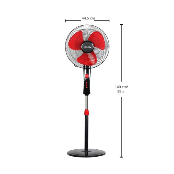 IBELL Zephyr03 Pedestal Fan 3 Leaf 400Mm With Timer And High Speed Motor (Red), 4 Stars - Image 6