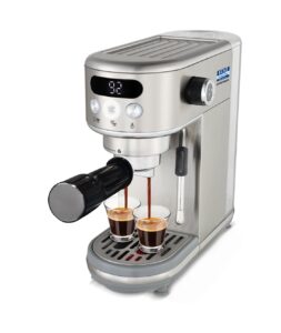 KENT Coffee Maker 1400 W | Makes Two Cups of Coffee at a Time | High Pressure Steam for making Cappuccinos & Lattes | In-Built Steamer for Frothing | Suitable for Ground Coffee | 1.2L Capacity |Silver - Image 2