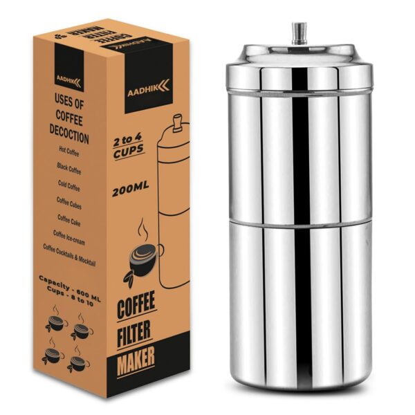 AADHIK Coffee Maker, 200ml, 2 to 4 Cups,Filter Coffee Maker Stainless Steel,Coffee Decoction Maker for Home & Kitchen - Image 2