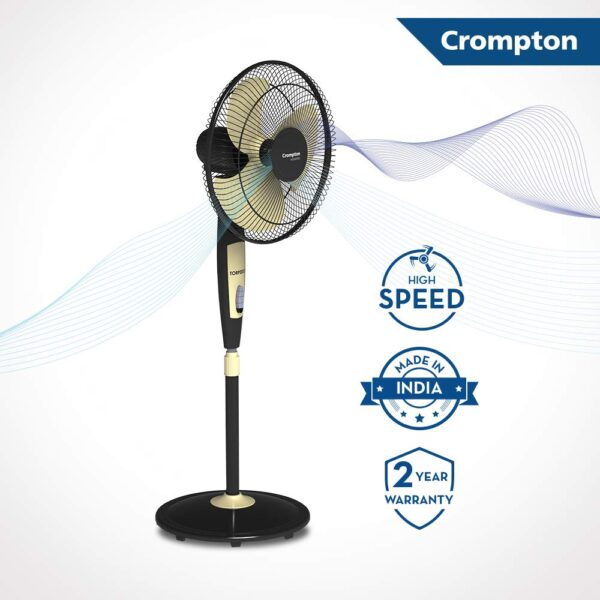 Crompton HighSpeed Torpedo 400 MM Pedestal Fan (Black Yellow) - Image 3