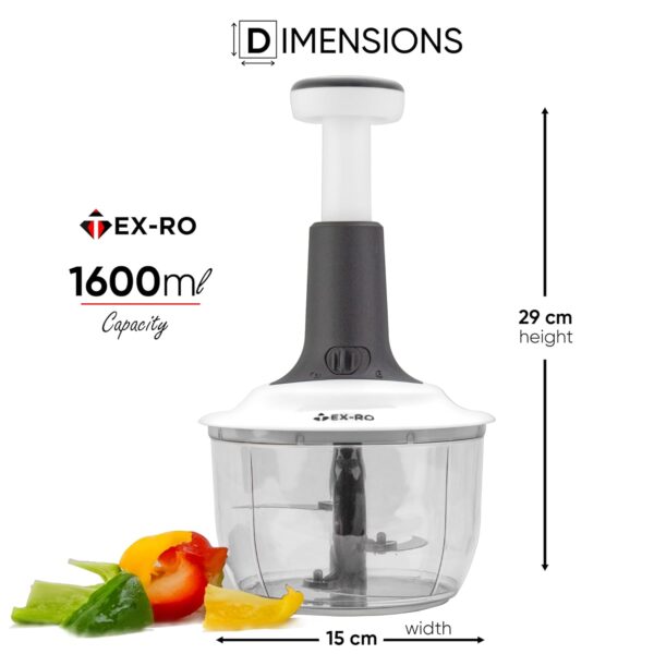 TEX-RO Push Chopper for Kitchen Use | Vegetable Cutter & Onion Chopper | Vegetable Chopper for Kitchen (1600 Ml, Plastic) - Image 6