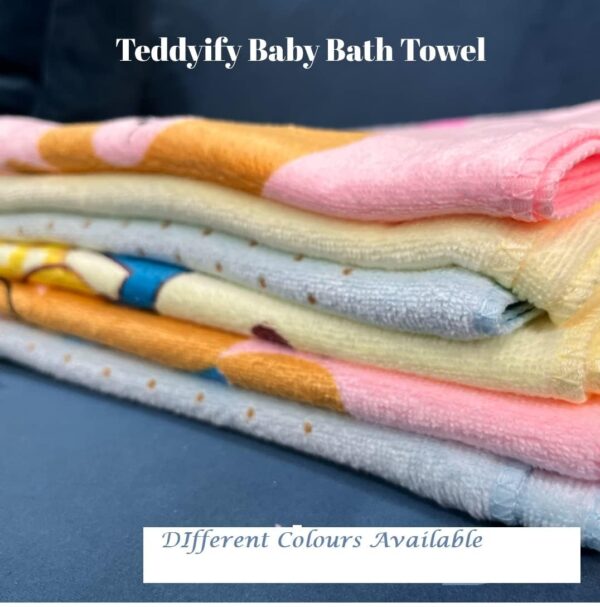 Teddyify Soft Cotton Baby Bath Towel for Infants, New Born Babies and Toddlers (0-12 Months) (Colours and Print as per Availability) (Pack of 2 Towel) - Image 3