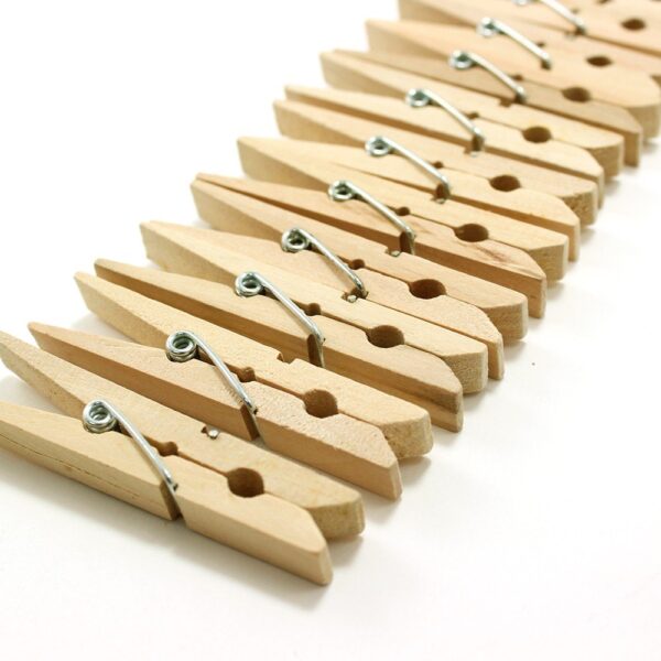 ALOUD CREATIONS 40 pcs Mini Natural Wood Pin for Photos | Natural Bamboo Wooden Clips | Close Pins for Pictures, Display Artwork, Baby Shower | Cloth Clips Peg Chimti for Decoration Crafts Hanging - Image 5