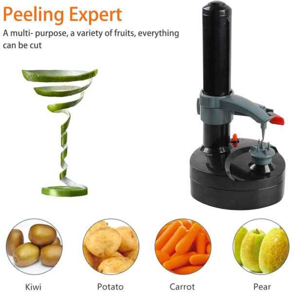 Venall Electric Potato Peeler - Automatic Rotating Fruit & Vegetable Peeler with Stainless Steel Blades, Apple Paring Machine, and Kitchen Peeling Tool (Includes Replacement Blades) - Image 3