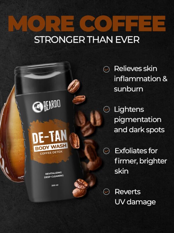 Beardo De-Tan Body Wash for Men, 200ml | Tan Removal and Caffeine Body Wash | Detan With Coffee & Aloe Extracts | For Body & Face | Refreshing Fragrance - Image 4