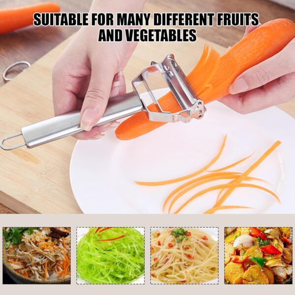 Mclear Stainless Steel 2 in 1 Vegetable Fruit Peeler & Steel Greater for Various Fruits and Vegetables, Multi-Functional Kitchen Tool, Razor Shape Sharp Cutter,Grater, Slicer (Pack of 1) - Image 4