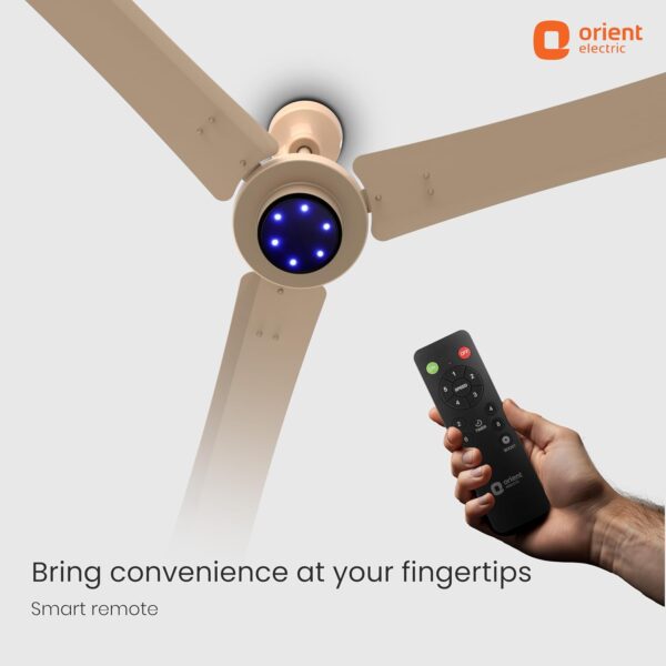 Orient Electric I Tome Pro 1200 mm BLDC Ceiling Fan with Remote & LED Indicator Lights, 5 Star Rated Energy Efficient Fan with High Air Delivery, 3 Years Warranty by Orient - Topaz Gold - Image 6