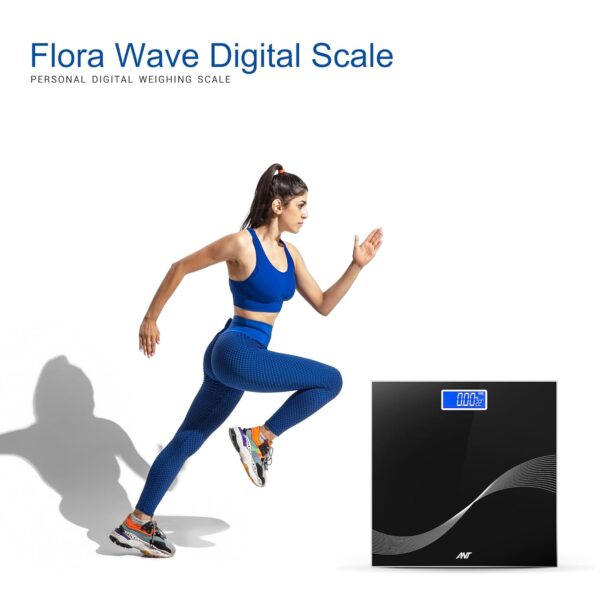 Ant Esports Flora Wave Digital Weighing Scale, Highly Accurate Digital Bathroom Body Scale,Display (LED) Precisely Measures Weight Up To 180Kg-Black - Image 4