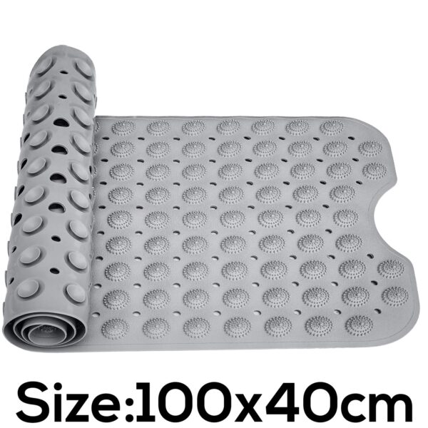 LifeKrafts Experia Anti-Slip with Suction Cup Bath Mat, 100x40cm Big Size Shower Mat (Grey Color with Accu-Pebble) - Image 3