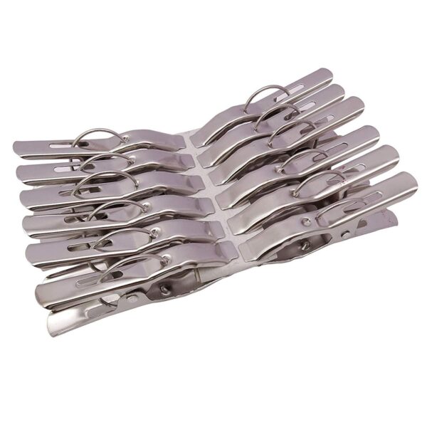 Kuber Industries Hanging Cloth Drying Pegs/Clips|Heavy Duty & Stainless Steel Material|Will Not Rust Clothes|Size 7 x 3 x 1 CM, Set of 12 Piece (Silver) - Image 7