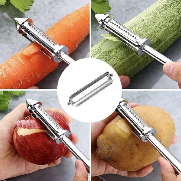 Storite 3 in 1 Multifunctional Vegetable, Fruit Peelers, Stainless Steel Peeler for Potato,Apple,Veggies, Carrot,Kiwi,Cucumber, Sweet Potato- (Silver/Black) - Image 8