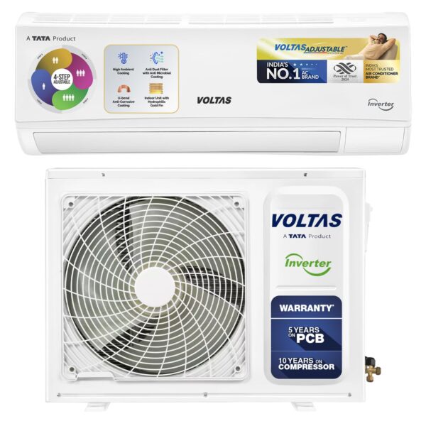 Voltas 1.5 ton 3 Star, Inverter Split AC (Copper, 4-in-1 Adjustable Mode, Anti-dust Filter, 183V Vectra CAW, White) - Image 2