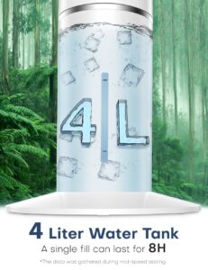 HIFRESH Air Cooler for Home, 107CM Tower Cooler w/Remote & LED Touch Screen, 4 Mode & 3 Speed, 12H Timer, 26 Feet Air Delivery, 4L Water Tank, 4 Ice Packs, 70° Swing Control, 80W Low Power Consumption - Image 7