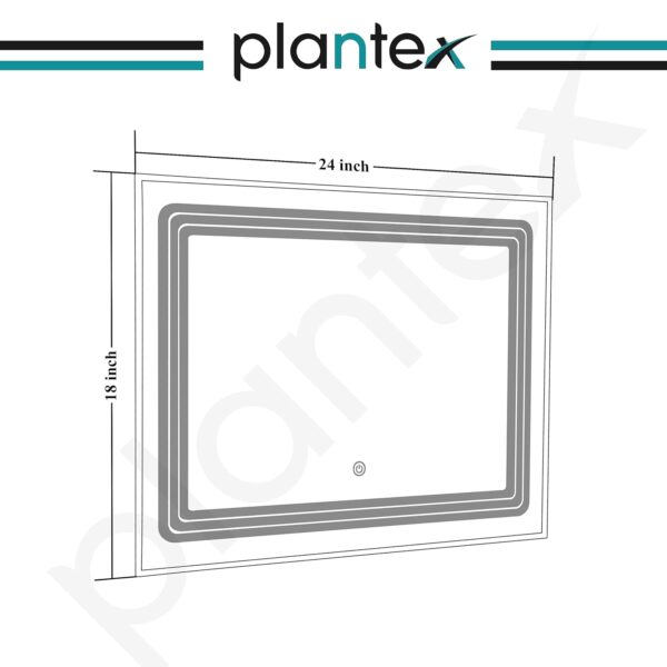 Plantex LED Mirror for Bedroom/Wall with 3 Lighting Option/Smart Mirror for Living Room/Bedroom/Dressing Room - Rectangle Shape (18 X 24 Inch) - Image 3