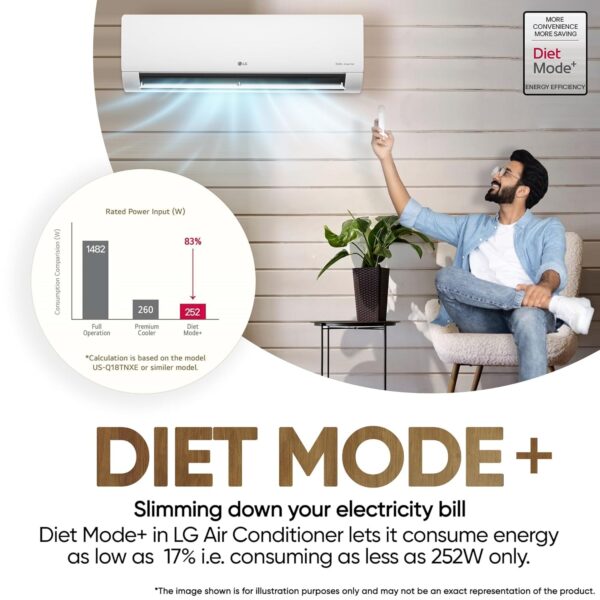 LG 1 Ton 4 Star DUAL Inverter Split AC (Copper, AI Convertible 6-in-1 with VIRAAT Mode, Faster Cooling & Energy Saving, 4 Way Swing, HD Filter with AntiVirus Protection, US-Q13JNYE, White) - Image 9