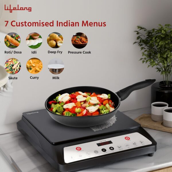 Lifelong 1800 Watt Induction Stove With Surge Protection, Electric Induction, 7 Preset Indian Menu Options, Auto Shut Off&Temperature Control with Voltage Protection, 1 Year Manufacturer's Warranty - Image 5