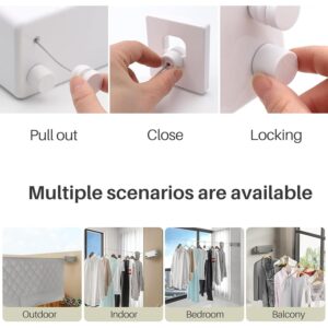 Retractable Cloth line for Drying Clothes Indoor,Heavy Duty Double Cloth Drying Rope for Balcony,Wall Mounted Cloth Drying Stand Laundry Clothesline Adjustable Washing Line 13.8 Ft Wire-White,Pack of 1 - Image 7